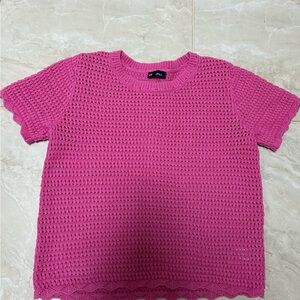 GAP Vibrant Pink Crochet Knit Top